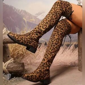 Leopard Print Over-the-Knee Boots